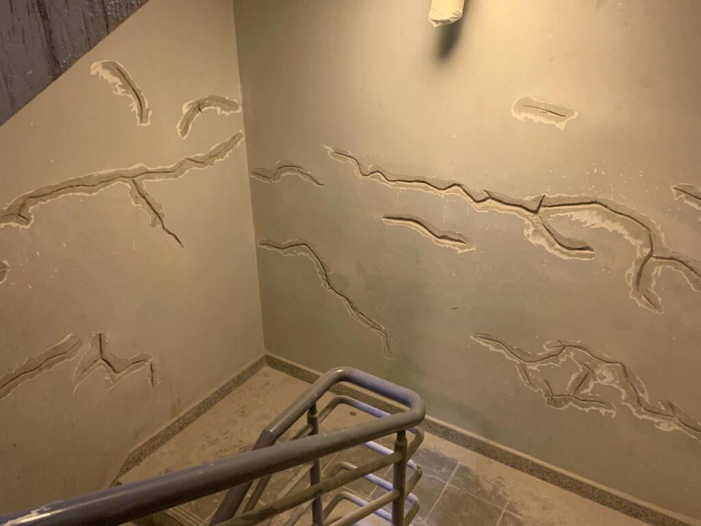 Preparing the cracks to receive special crack filler from DCP.